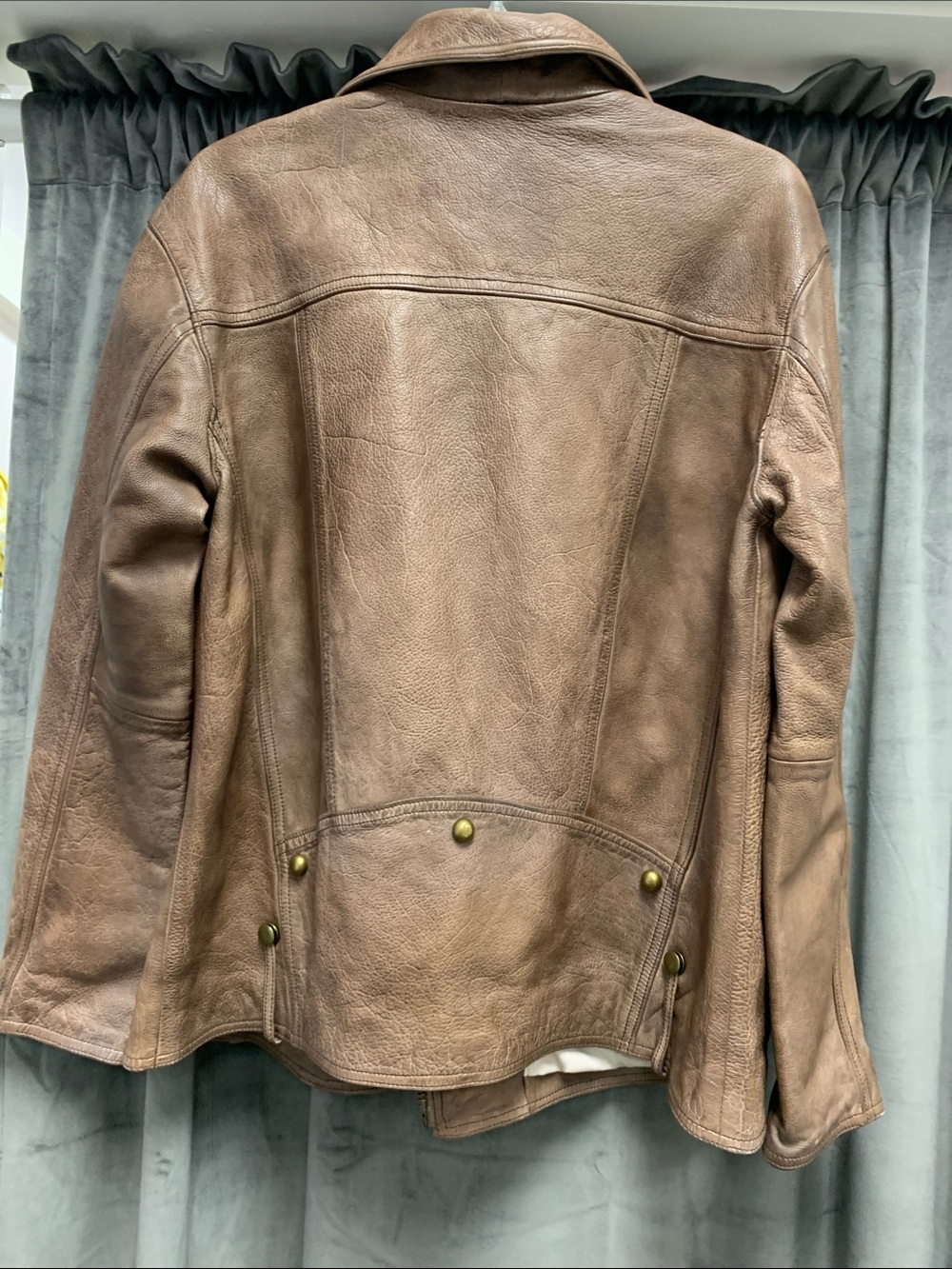 We The Free Brown Leather Moto Jacket with Brass Hardware - Picture 8 of 9
